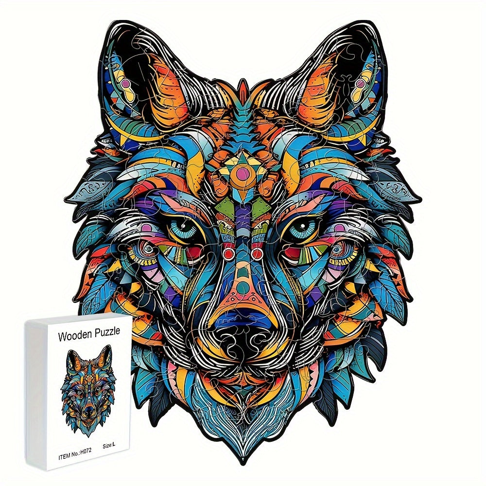 Colorful Wolf Wooden Jigsaw Puzzle - Christmas Gift