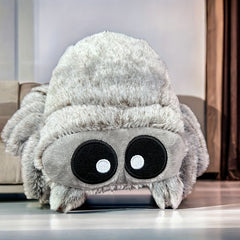 Gray Spider Plush Toy Soft Polyester Cartoon Doll Fluffy Eyes Legs Perfect Gift