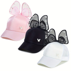 Lace Bowknot Ears Trucker Hat Cotton Baseball Cap Mesh Lightweight Dad Hats