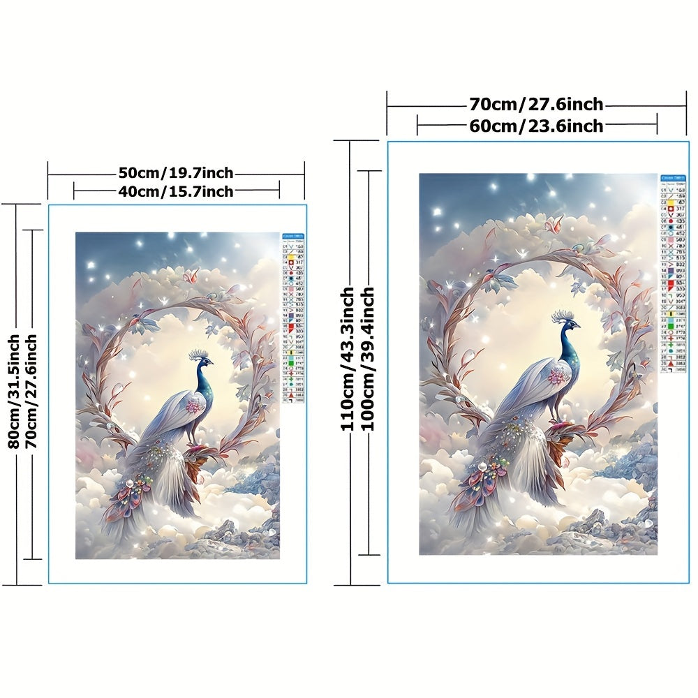 DIY Cross Stitch Kit Peacock Princess 11CT Printed Canvas Home Decor