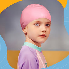 Kids Waterproof Silicone Swim Cap Non Slip Soft Comfortable Swimming