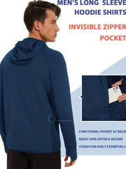 Men's Long Sleeved Hooded Sport Shirt Sunscreen Quick Drying Athletic Suit