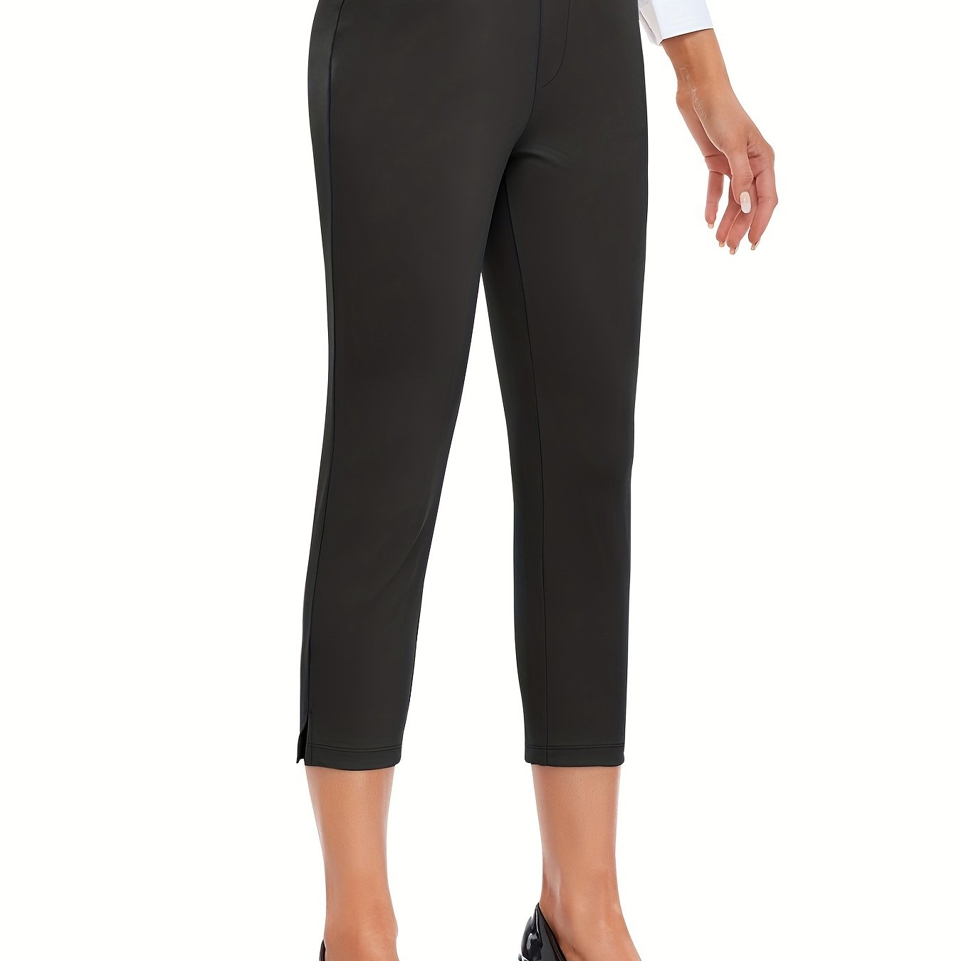 Casual Cropped Pants Stretch Straight Leg Yoga Golf Pants With Pockets
