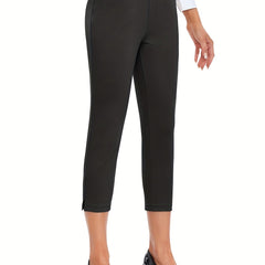 Casual Cropped Pants Stretch Straight Leg Yoga Golf Pants With Pockets