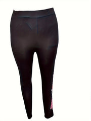 Women's Plus Santa Claus & Tree Print Skinny Leggings