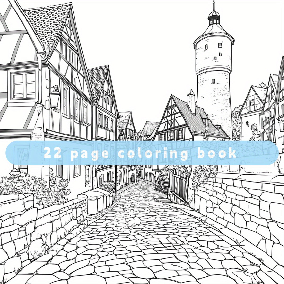 Medieval Towns Coloring Book for Adults: 22 Pages of Deluxe Edition Drawings