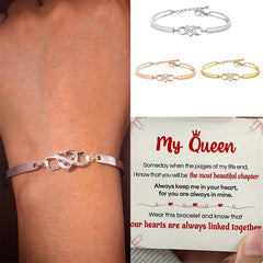 Queen Heart Infinity Bangle Bracelet Gift Card Birthday Christmas Anniversary
