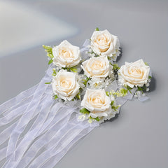 Bridal Wristlet Bouquet Artificial Roses and 'S Breath Ribbon Decoration