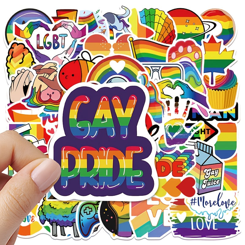 50Pcs Rainbow Waterproof Stickers For Water Bottle Laptop Scrapbook Lugg