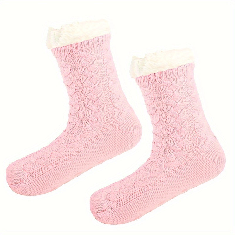 Plush Lined Knitted Socks Women's Stockings
