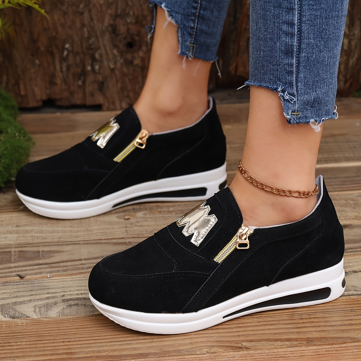 Women's Slip On Low Top Walking Shoes Thick Bottom Casual Sneakers