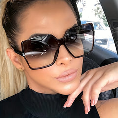 Oversize Frame Sunglasses Clear Rimless Glasses