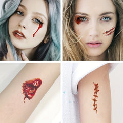 10pcs Halloween Scar Tattoo Stickers for Decoration Props