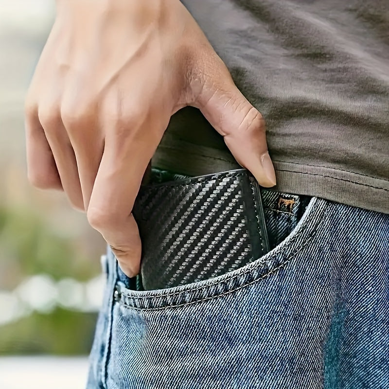 Men's Carbon Fiber Wallet Money Clip Bifold