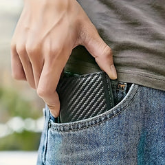 Men's Carbon Fiber Wallet Money Clip Bifold