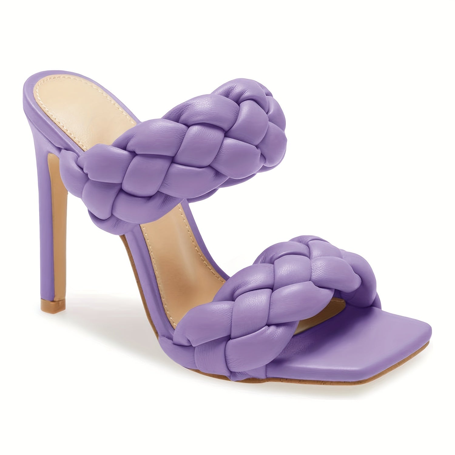 Square Toe High Heels Double Band Stiletto Sandals