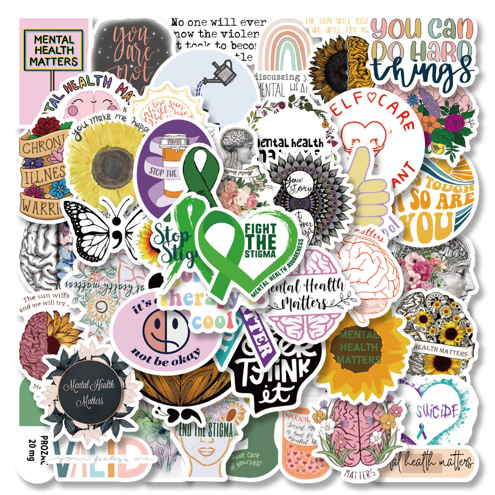 50PCS Mental Health Sticker, Doctor Encouragement Waterproof Decorative Sticker