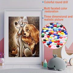 DIY 5D Rhinestone Art Painting Kit Animal Couple Dog Artwork Home Wall Decor