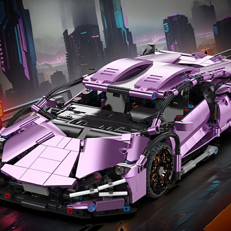 1280pcs Purple Supercar Building Blocks Assembly Model 1 14 Gift
