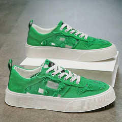 Men's Canvas Shoes Solid Lace up Skate Shoes Walking Sneakers