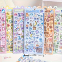 3D Acrylic Cartoon Animal & Floral Self Adhesive Stickers Mixed Colors