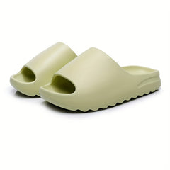 Women's Solid Pillow Slides Slip On Peep Open Toe Non slip Thick Bottom
