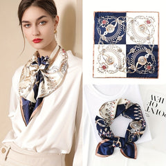 Crown Pattern Bandana Silk Scarf Casual Shawl Scarf Wrap Head Wrap