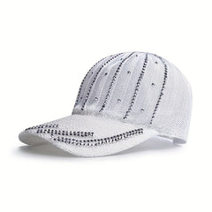 Striped Rhinestone Baseball Cap Hip Hop Knitted Sun Hat