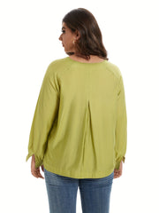 Solid Lantern Sleeve Blouse