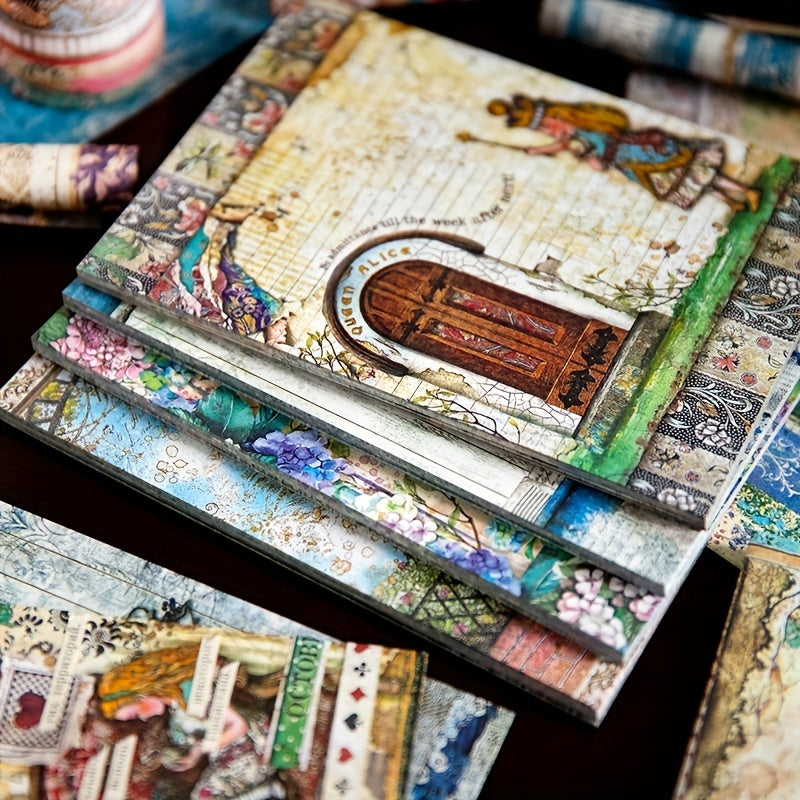 50pcs Vintage Floral Stationery Paper for DIY Crafting and Art Projects