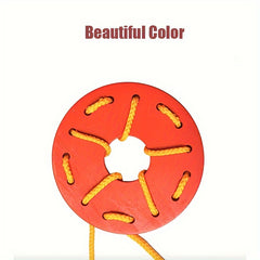 Educational Wooden Threading Toy Set Geometric Shape Colorful Lacing Boards