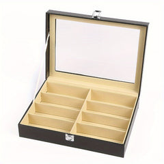 8 Slots Sunglasses Organizer Glass Lid Display Case Glasses Storage Holder