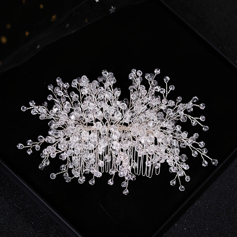 Crystal Bead Wedding Hair Comb Hair Accessories For Bridal Flower Headpiece