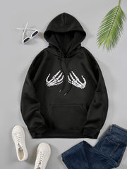 Skeleton Hand Print Hooded Sweatshirt