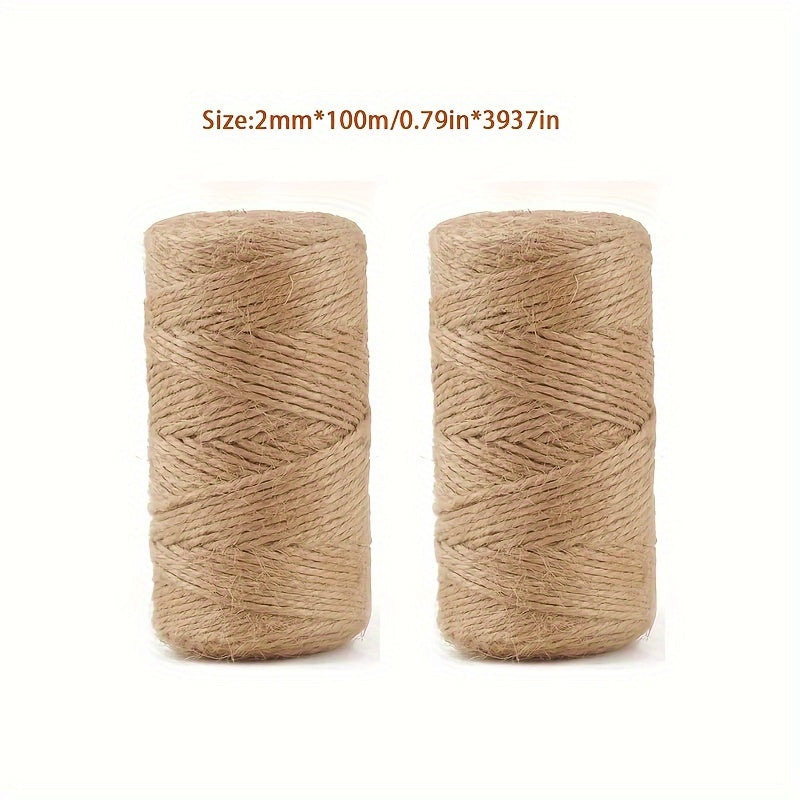 100m Hemp Rope Hand-woven DIY Thin Jute Retro Decor Bundle Rope