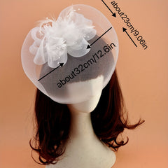 Mesh Flower Head Piece Vintage Faux Feather Hair Accessories