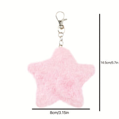 Plush Pentagram Keychain for Women Girls