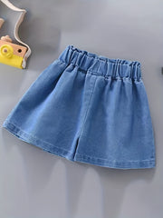 Girls' Denim Elastic Waist Shorts