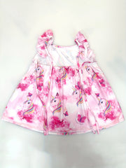 Girl's Princess Dress Sleeveless Ruffle Unicorn Print Dress