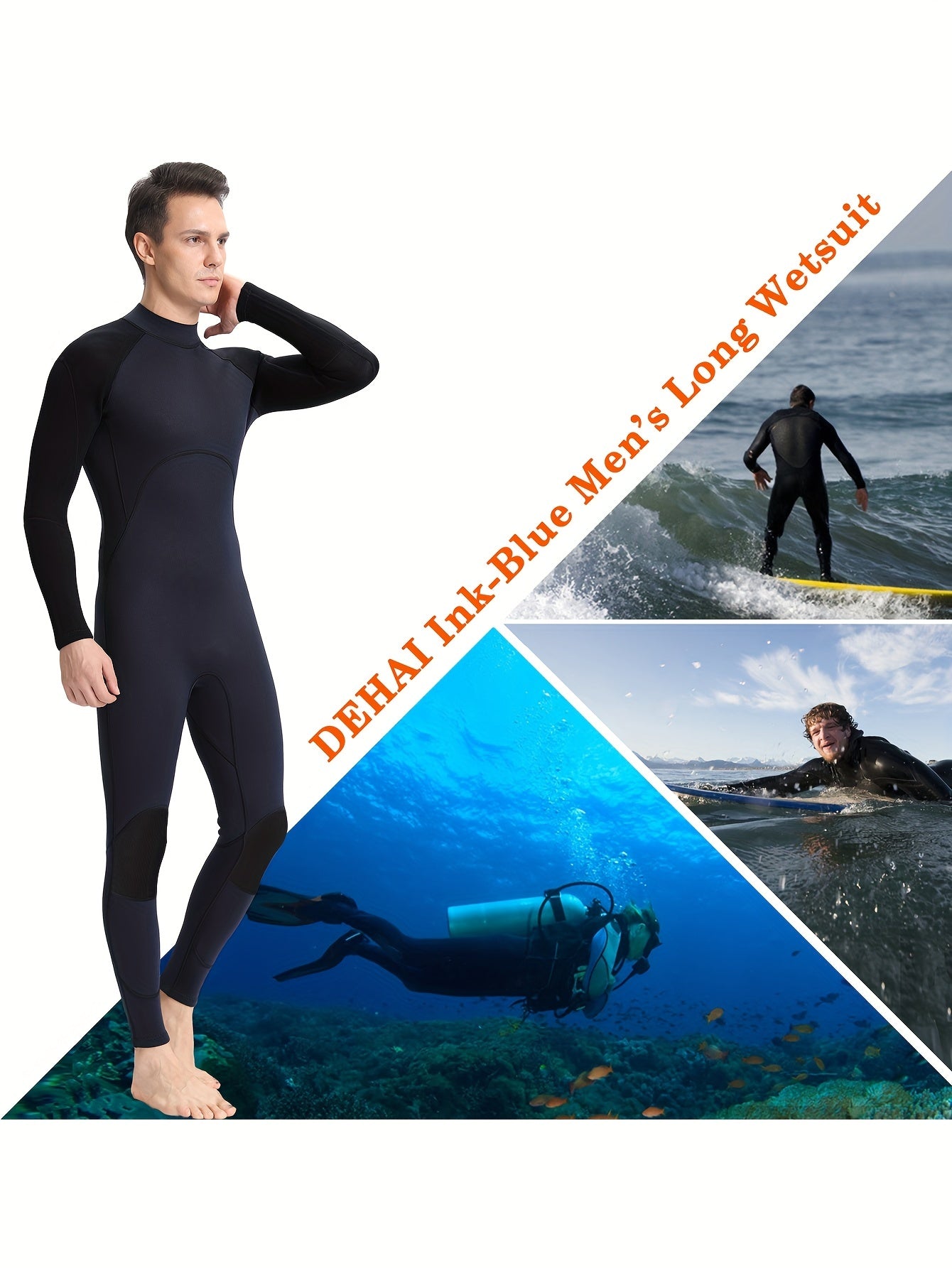 Realon 2mm Men's Wetsuit Full Wet Suit Surfing Swimming Diving Neoprene