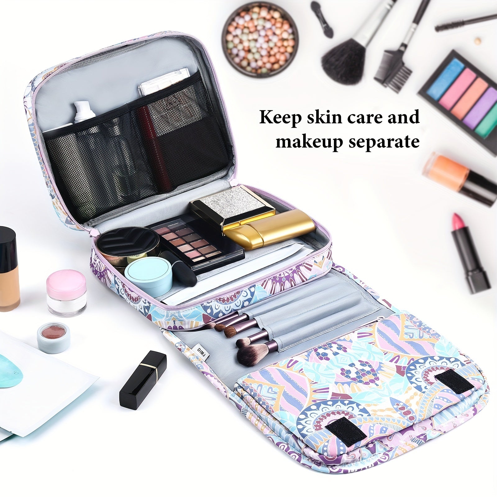 DIMJ Waterproof Makeup Organizer Bag for Travel and Storage
