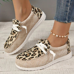 Leopard Print Low Top Walking Shoes Lightweight Non slip Casual Sport Shoes