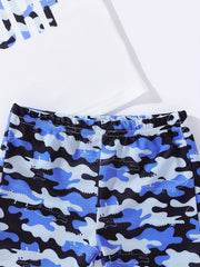 Boys Camo Surf Swimwear Set for Summer Beach Vacation