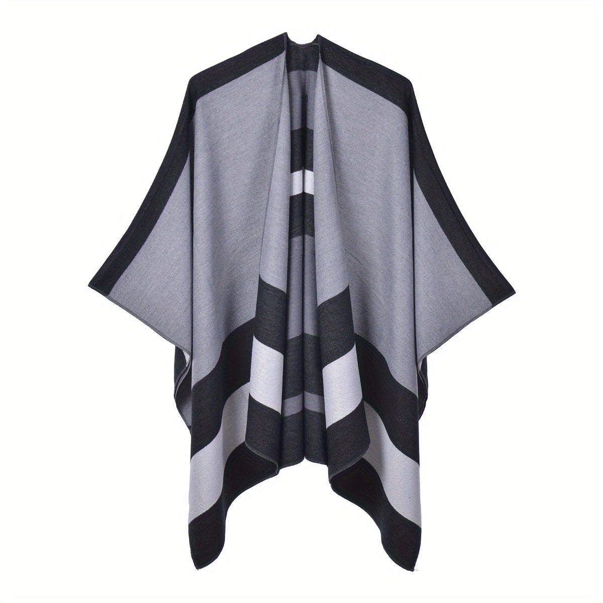 Striped Shawl Wrap Warm Cape Thick Cardigan Blanket Scarf For Women