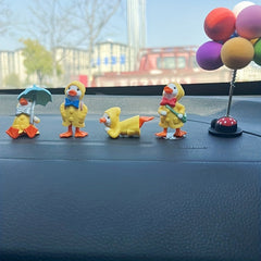 4pcs Mini Resin Ducks Statue Figurines for Garden Decor