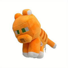 Standing Orange Cat Plush Toy Soft Stuffed Animal with Green Eyes