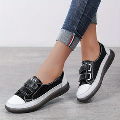 Women's Hook & Loop Sneakers Casual Flat Shoes Comfy Walking Shoes