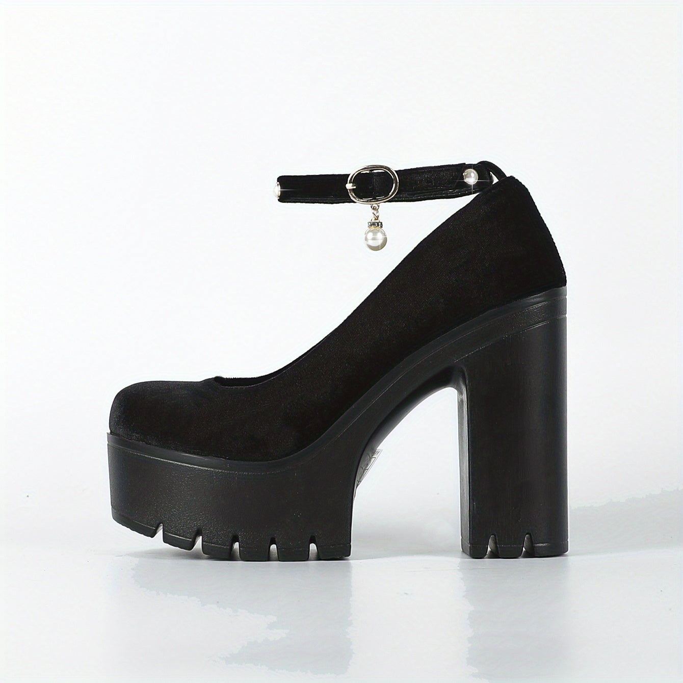 Faux Pearl Block Heels Stylish Party Pumps