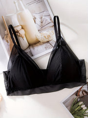 Contrast Mesh Wireless Push Up Bra Women's Lingerie