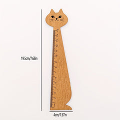 Cartoon Cat Drawing Ruler Wood Vintage Stationery Halloween Gift